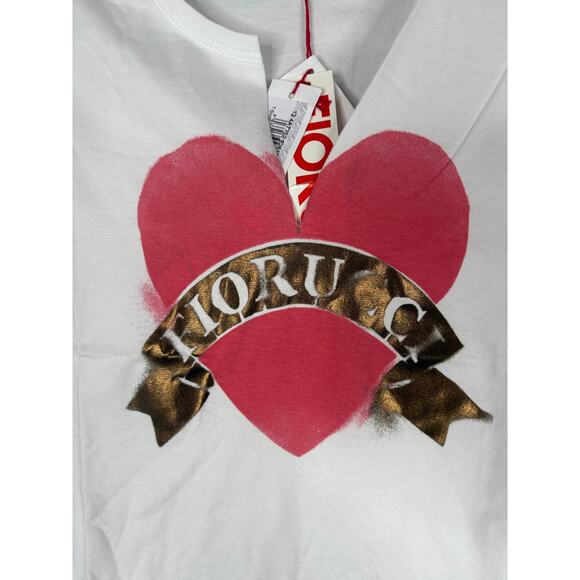 FIORUCCI Logo Shirt Heart Spray Paint Graphic Tee Streetwear Italy Y2K Biker XS - Picture 3 of 6